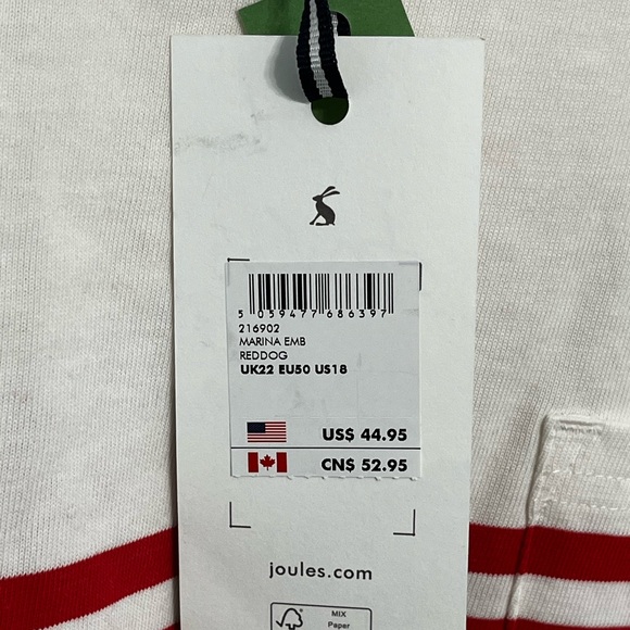 NWT Joules Women’s Size 18/1XL Dalmation Red Stripe Long Sleeve Shirt - Picture 11 of 11